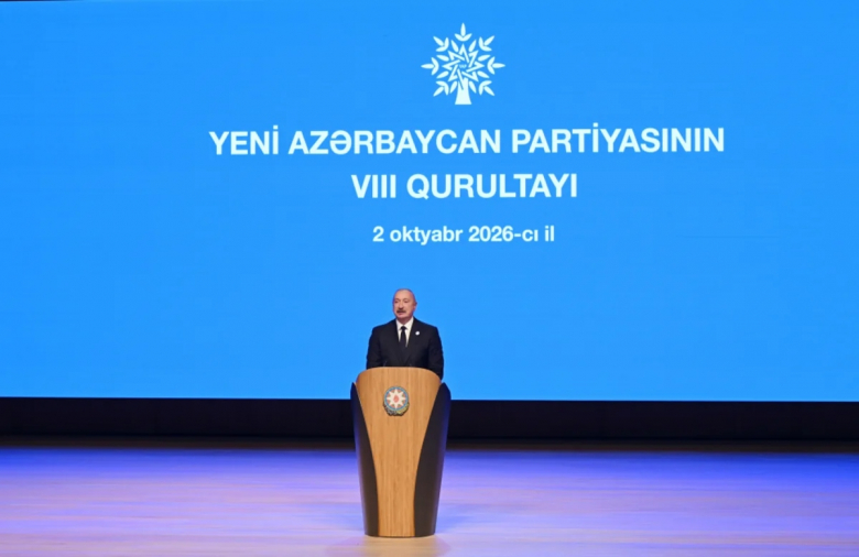 İlham Əliyev YAP-ın VIII Qurultayında çıxış edir
